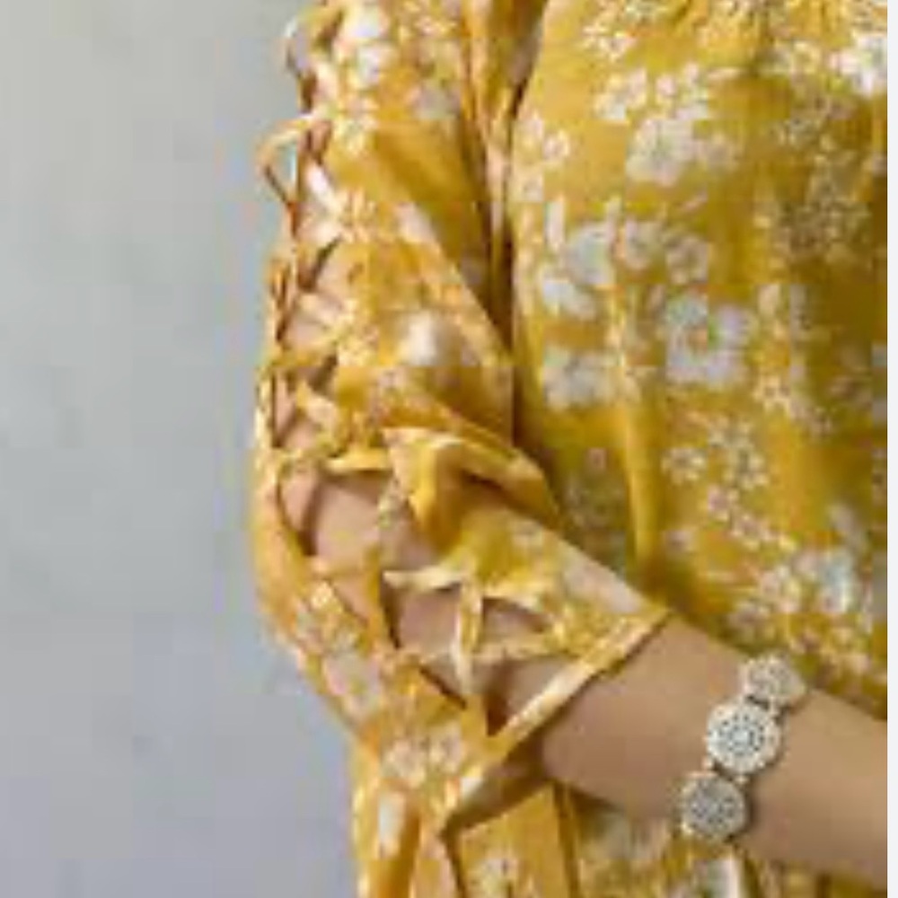 Sunshine Floral Blouse with Lace-Up Detail
